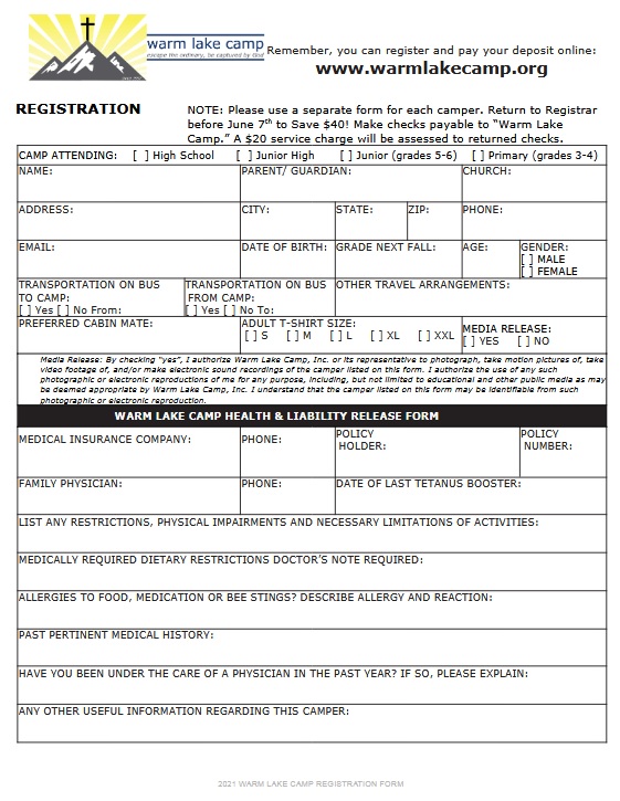 Camp 2022 Registration Form